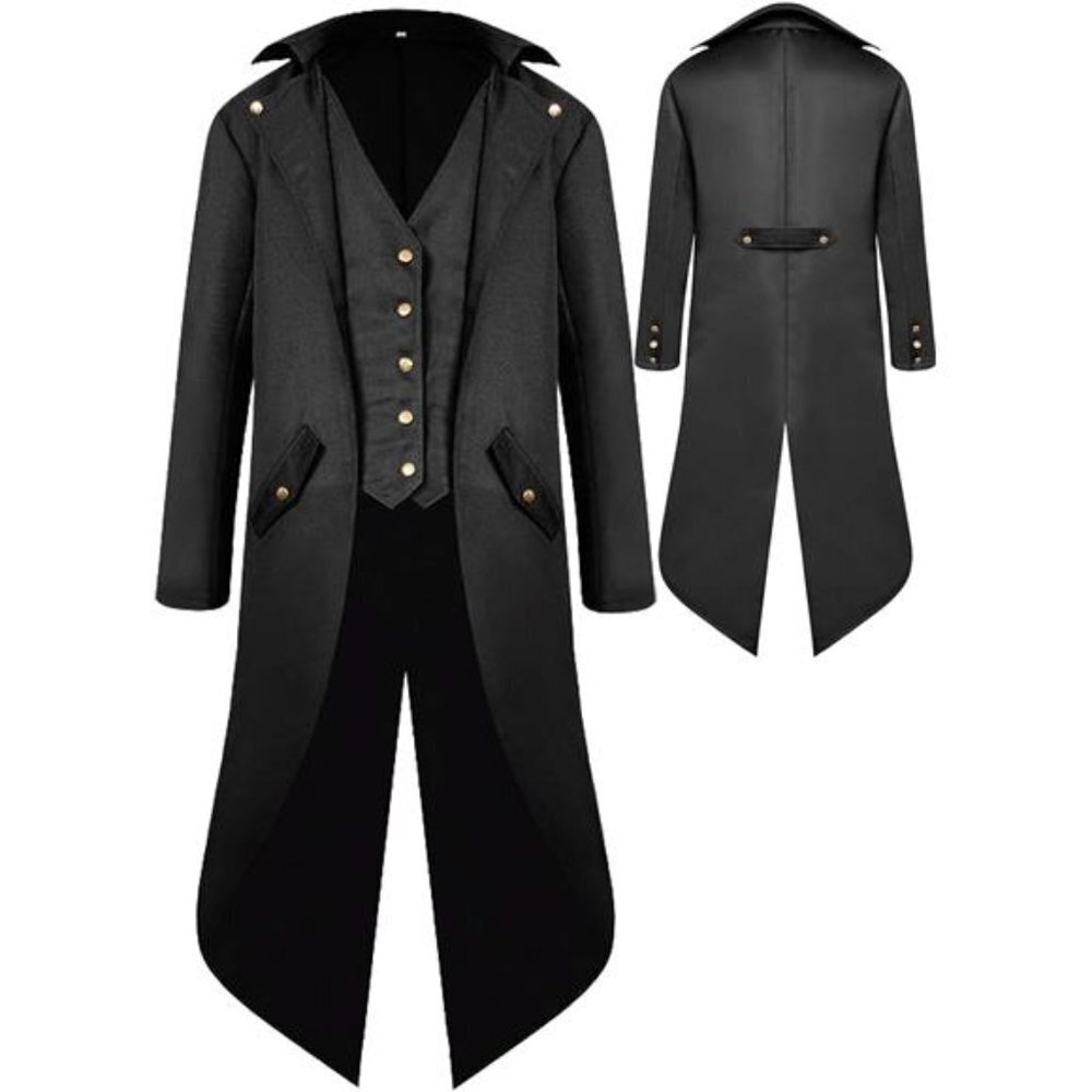 Steampunk Tailcoat Jacket Kids Black Victorian Frock Coat